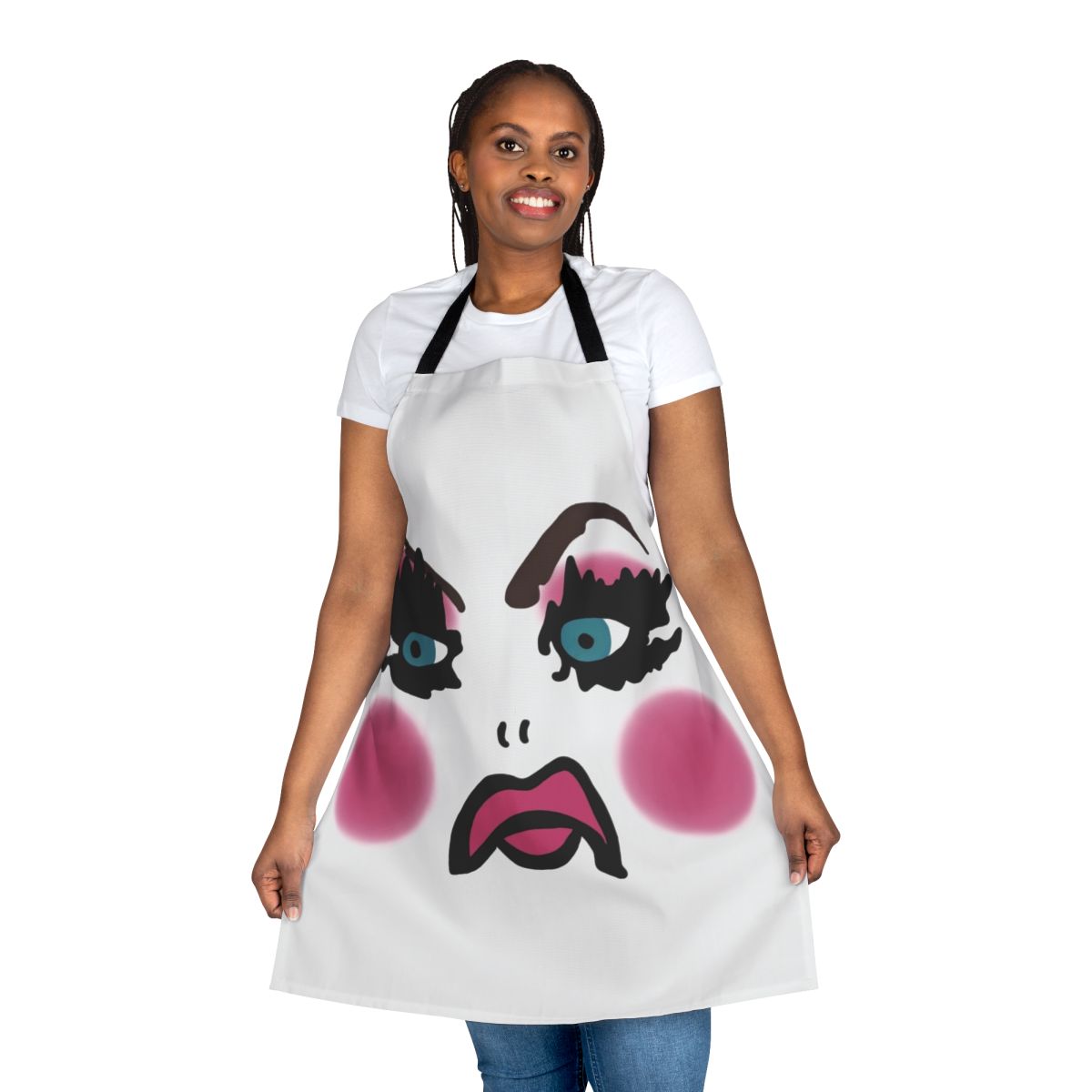 Drag-inspired Alaska 5000 apron with Lil Poundcake design