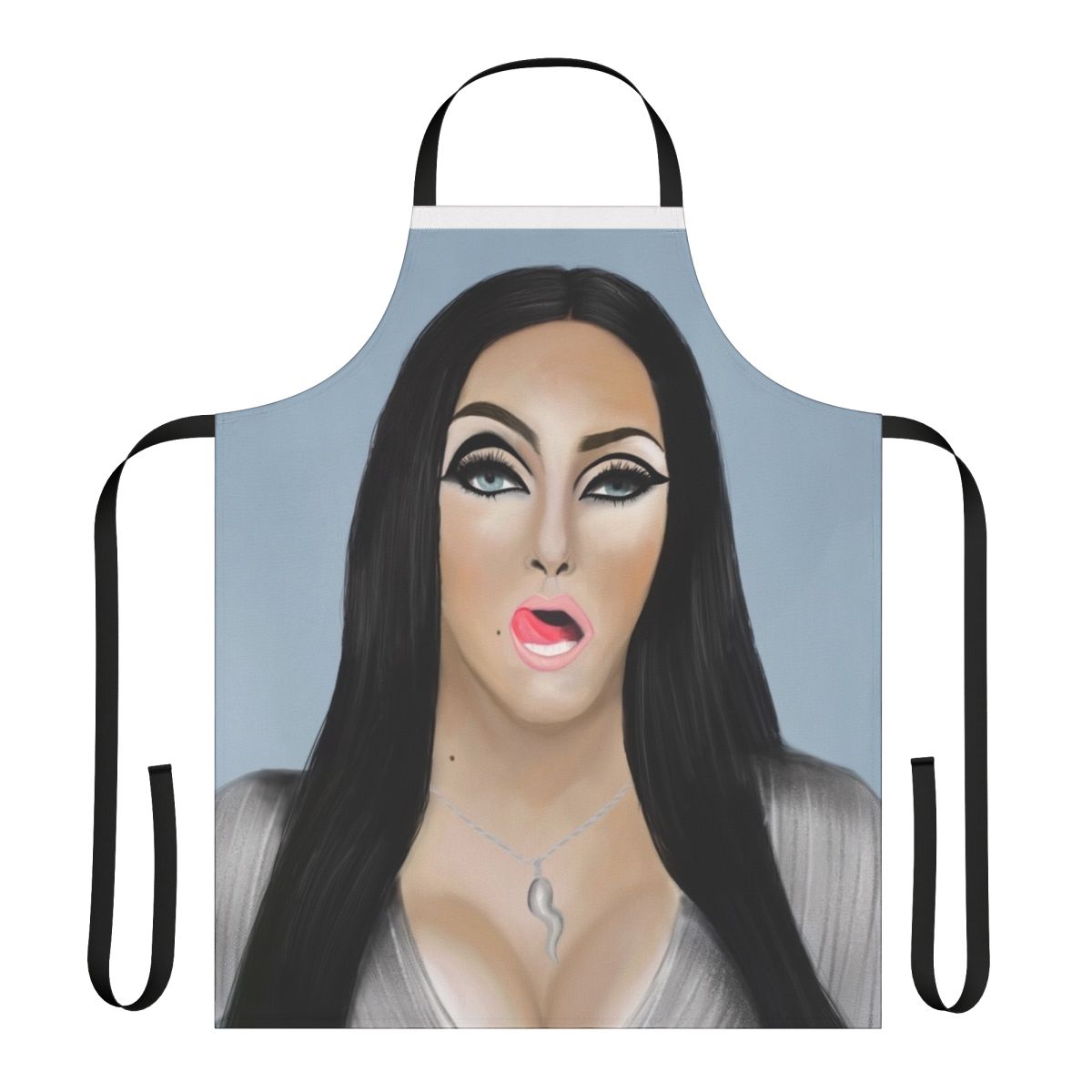 Drag race themed apron featuring a design inspired by Michelle Visage of RuPaul's Drag Race