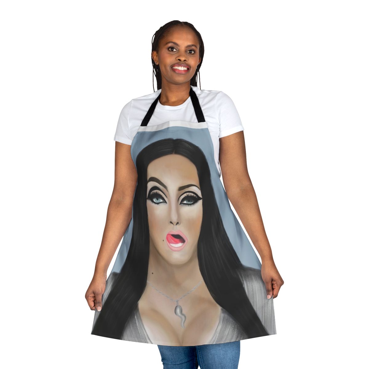 Drag race themed apron featuring a design inspired by Michelle Visage of RuPaul's Drag Race