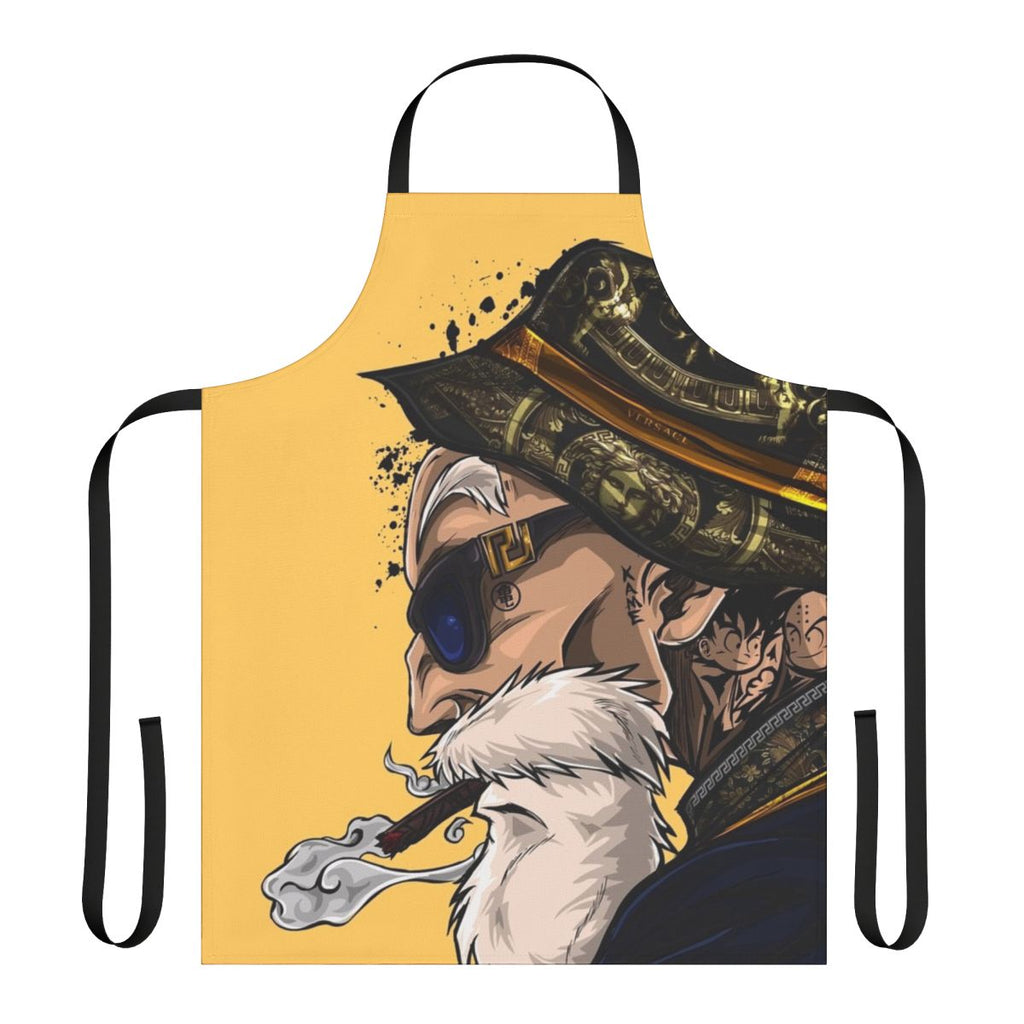 Stylized image of Master Roshi from the Dragon Ball anime series, wearing an apron.