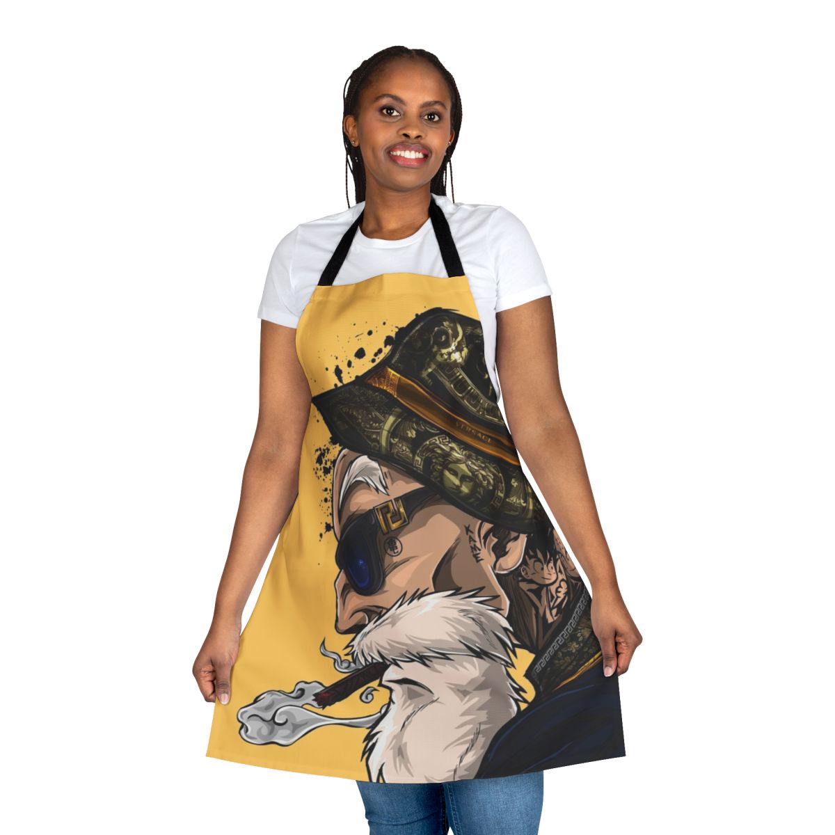 Stylized image of Master Roshi from the Dragon Ball anime series, wearing an apron.