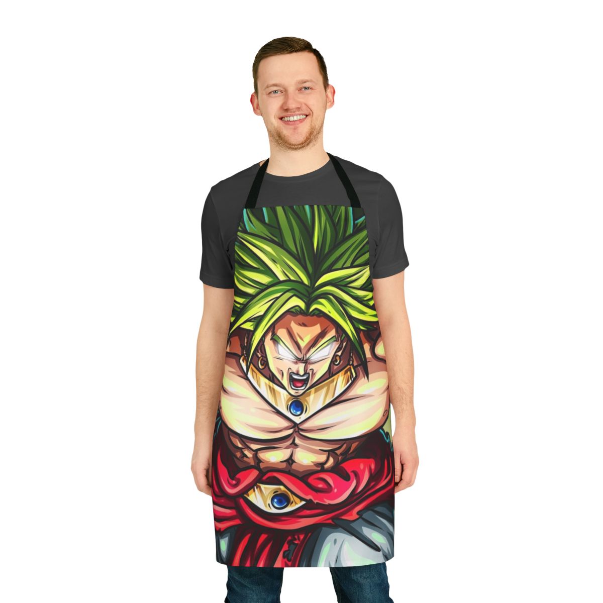 Dragon Ball Super Broly inspired apron with bold graphics and high-quality construction