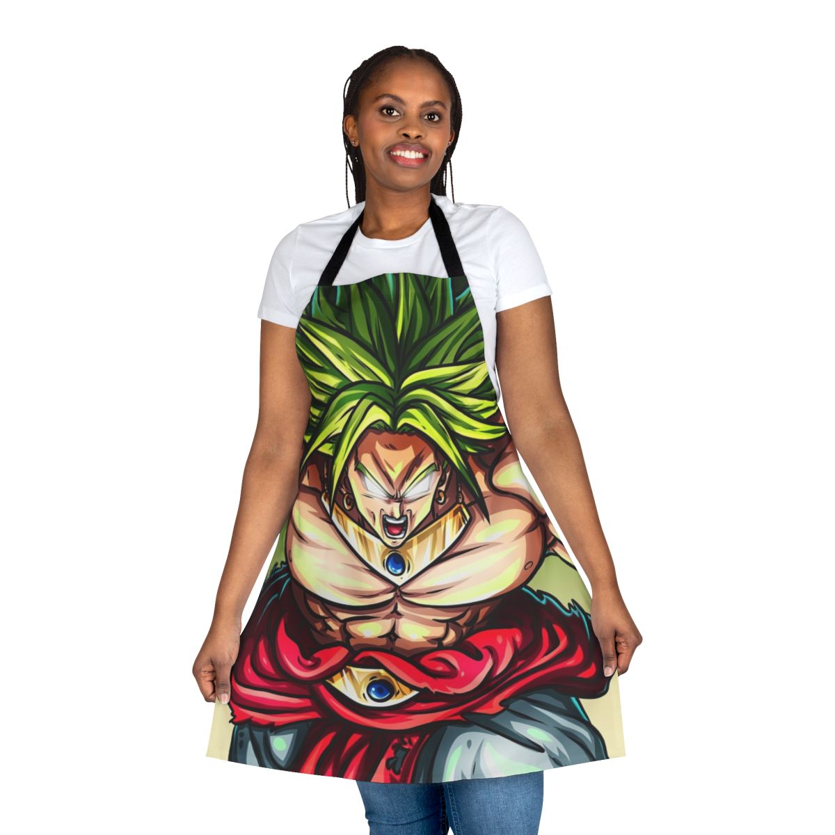 Dragon Ball Super Broly inspired apron with bold graphics and high-quality construction