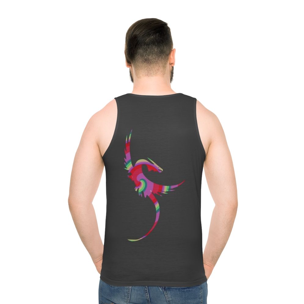 A beautiful and colorful unisex tank top featuring a dragon and other legendary animals