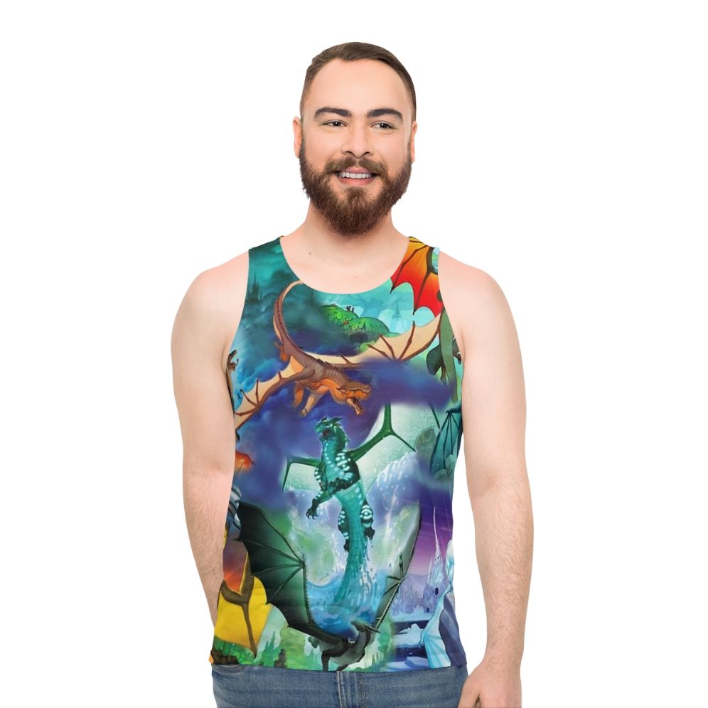 Dragon pattern unisex tank top with Wings of Fire characters