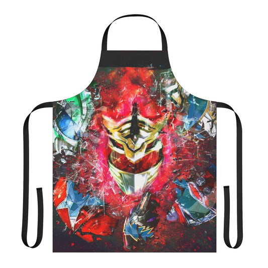 Drakkon-inspired apron with white, green, and red tiger dragon motif