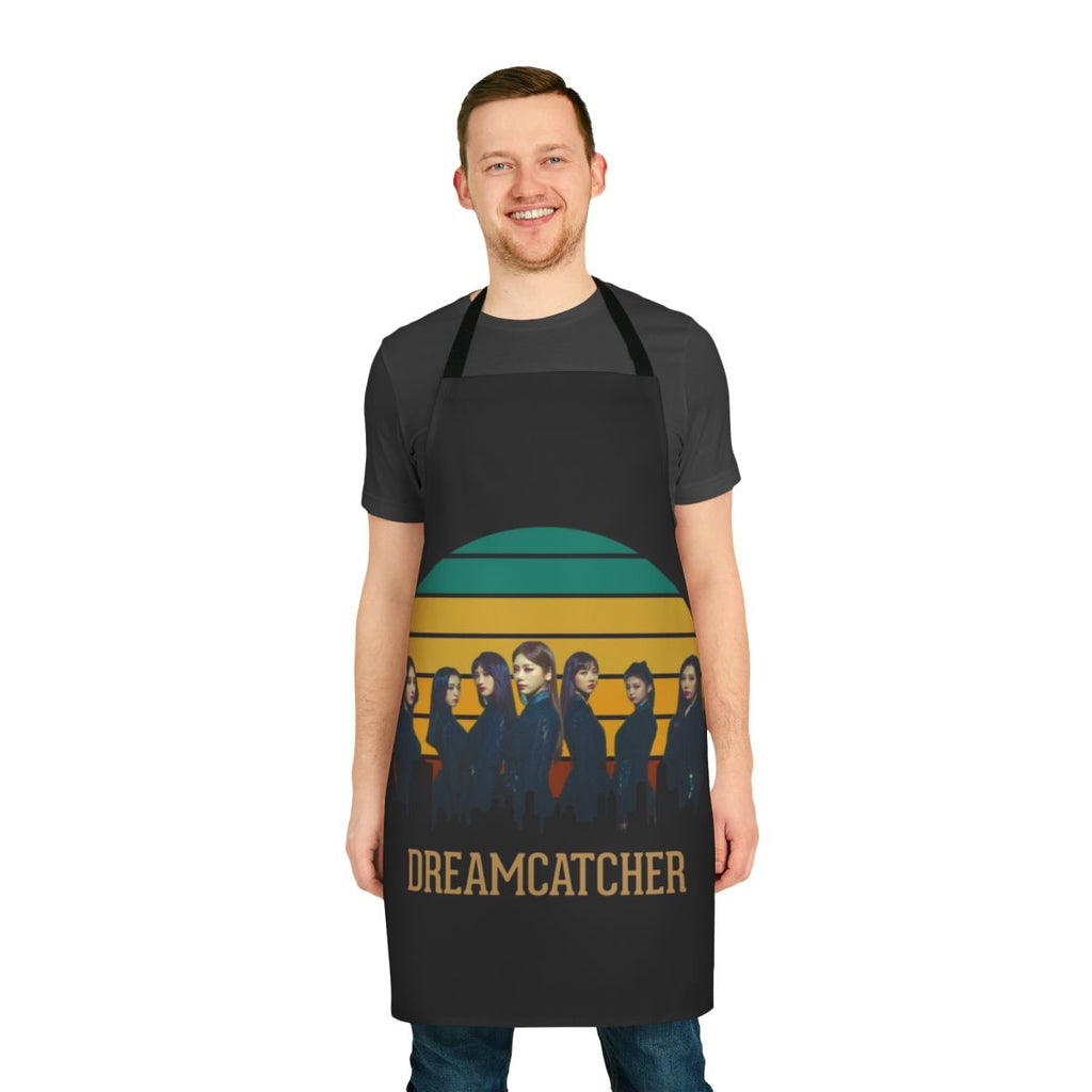 Dreamcatcher inspired apron featuring the South Korean K-pop band's logo and members
