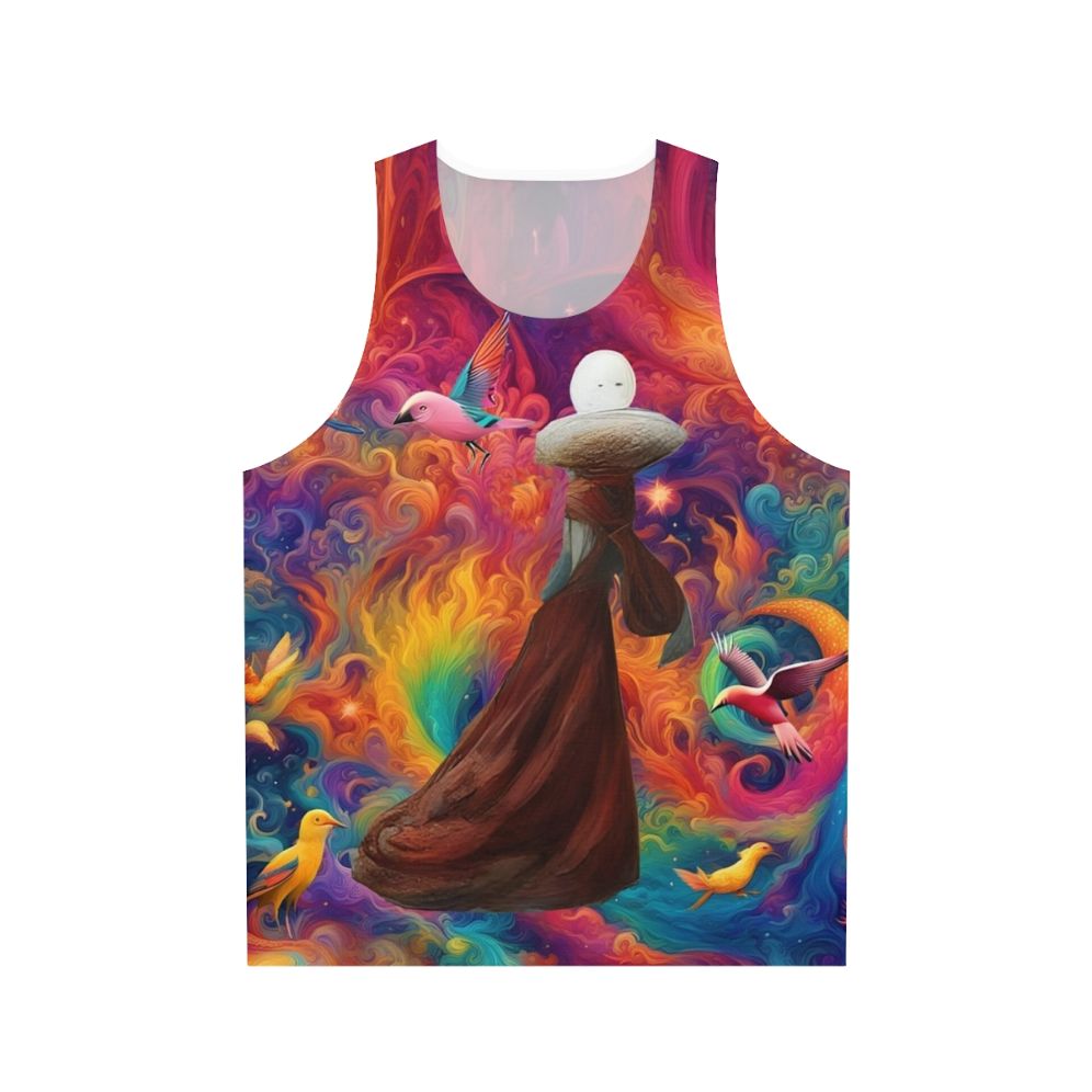 Dreamscape unisex tank top featuring retro cosmic fantasy art
