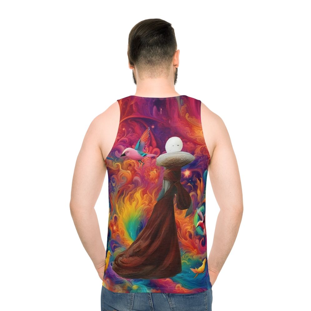 Dreamscape unisex tank top featuring retro cosmic fantasy art