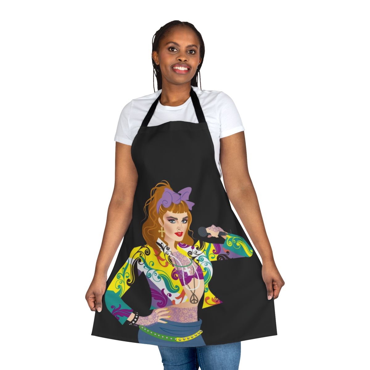 Dress Up Inspired Apron featuring a blonde music icon design