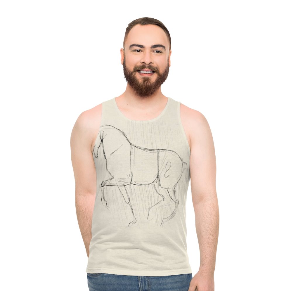 Dressage horse sketch on a unisex tank top