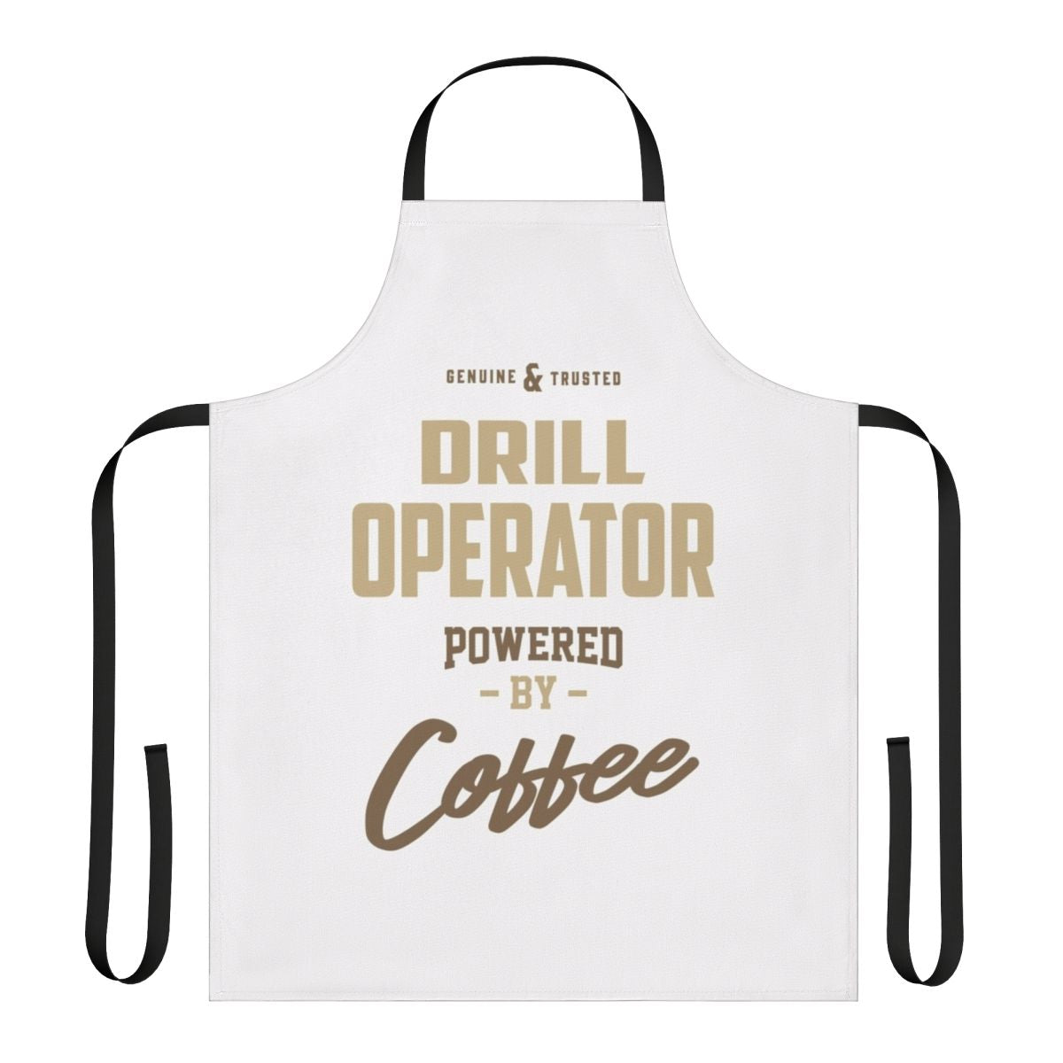 A stylish apron for drill operators, featuring a coffee-inspired design.