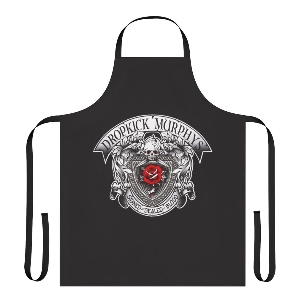 Dropkick Murphys band inspired apron featuring a silver logo design