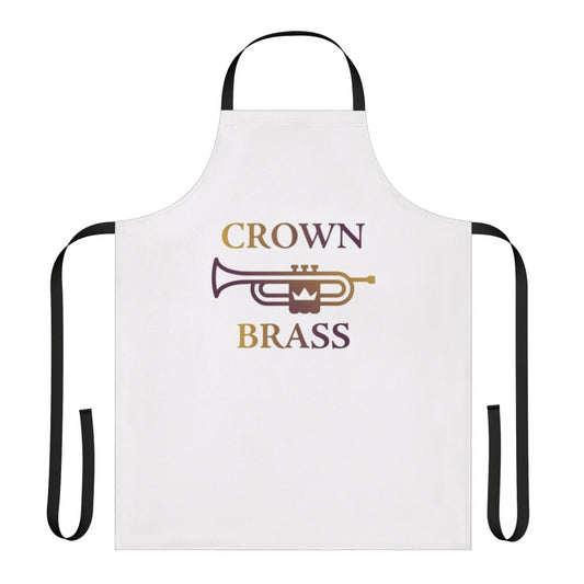 Apron with brass-inspired drum corps design, suitable for music lovers and percussionists.