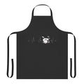 An apron with a graphic design featuring a drumbeat and the text "Drums Heartbeat Music Drummer".