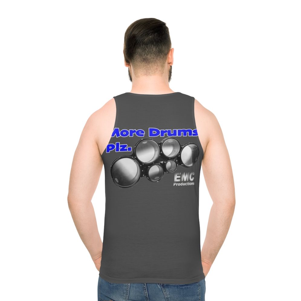 Unisex tank top with "More Drums Please" design
