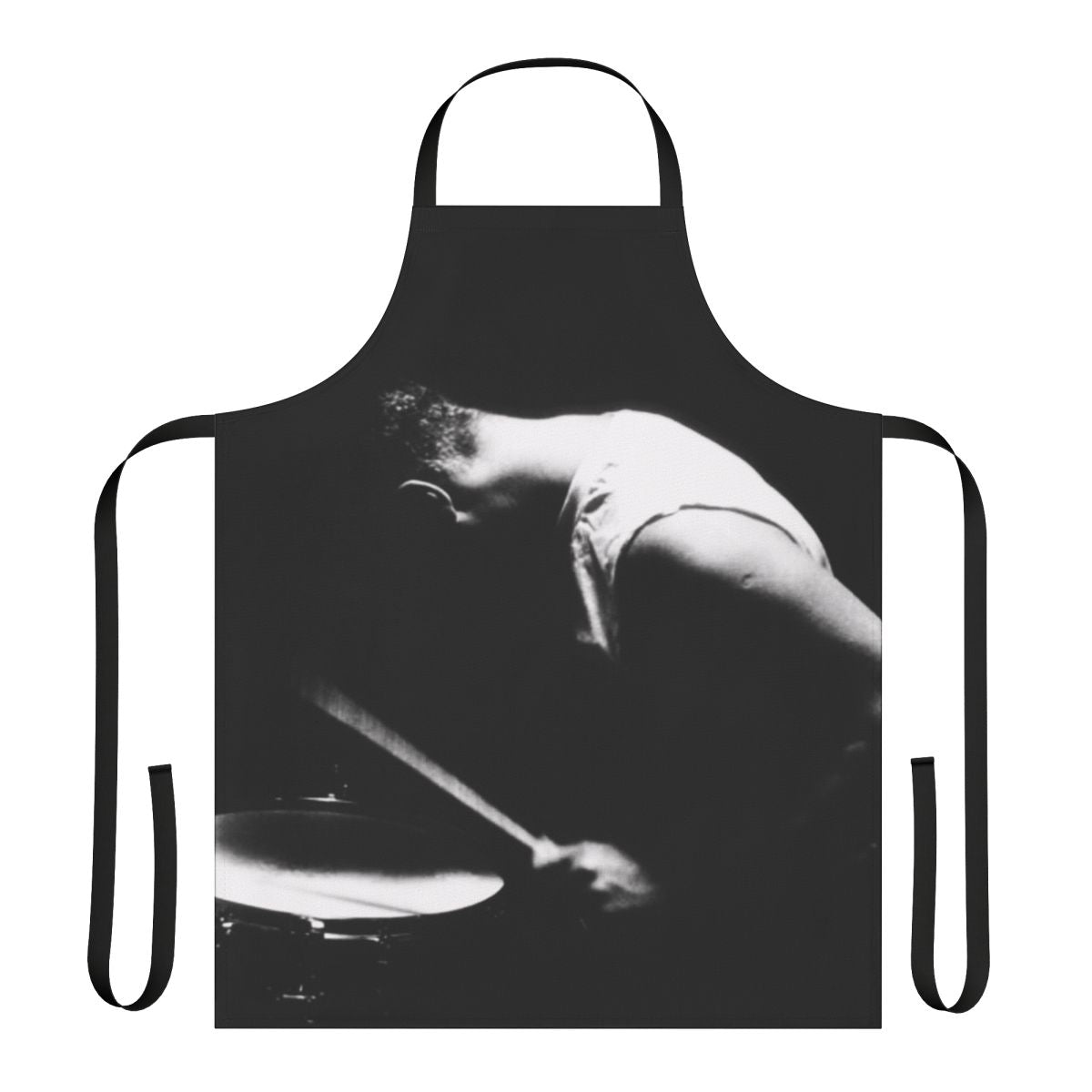 Drummer silhouette image on an apron, perfect for U2 fans and music enthusiasts