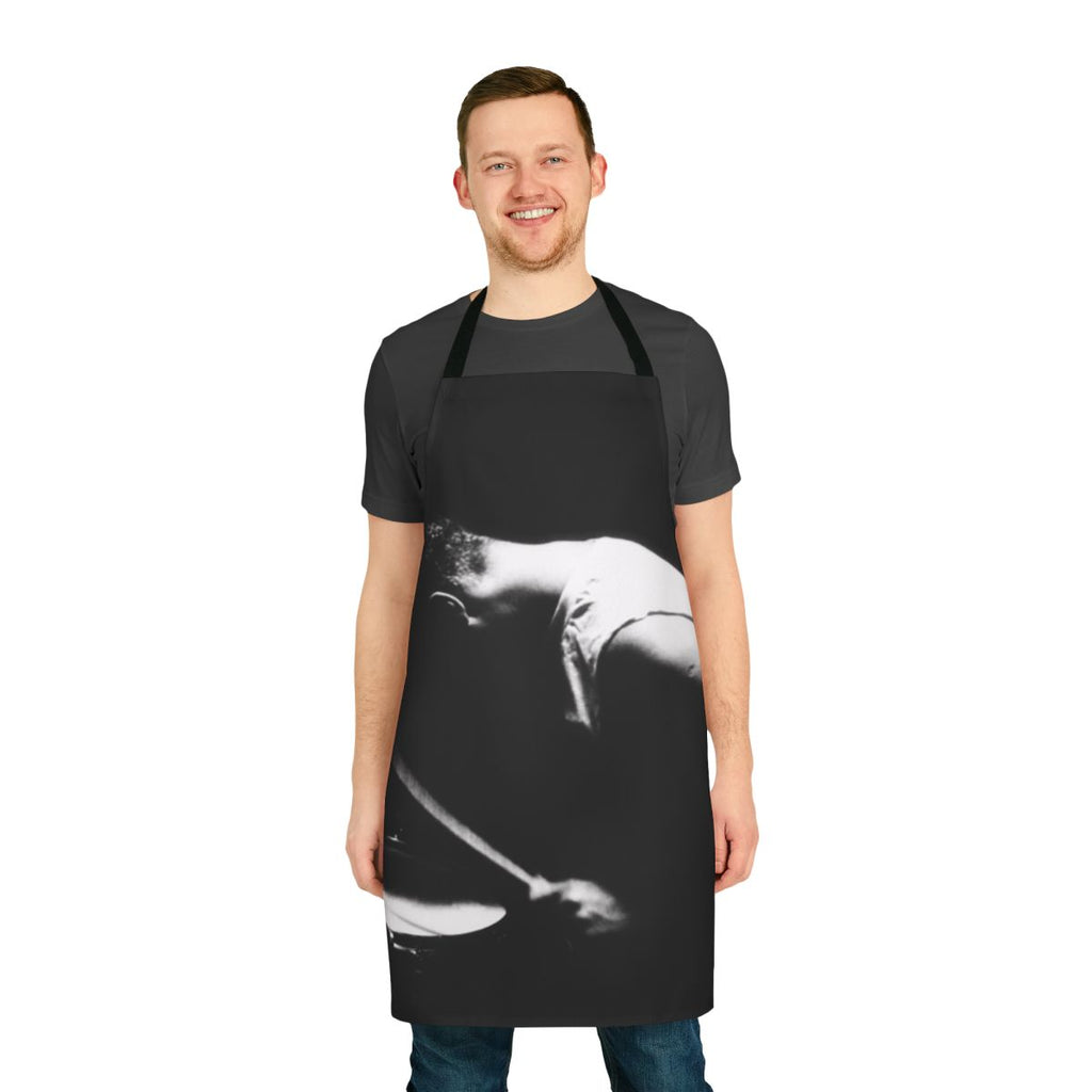 Drummer silhouette image on an apron, perfect for U2 fans and music enthusiasts