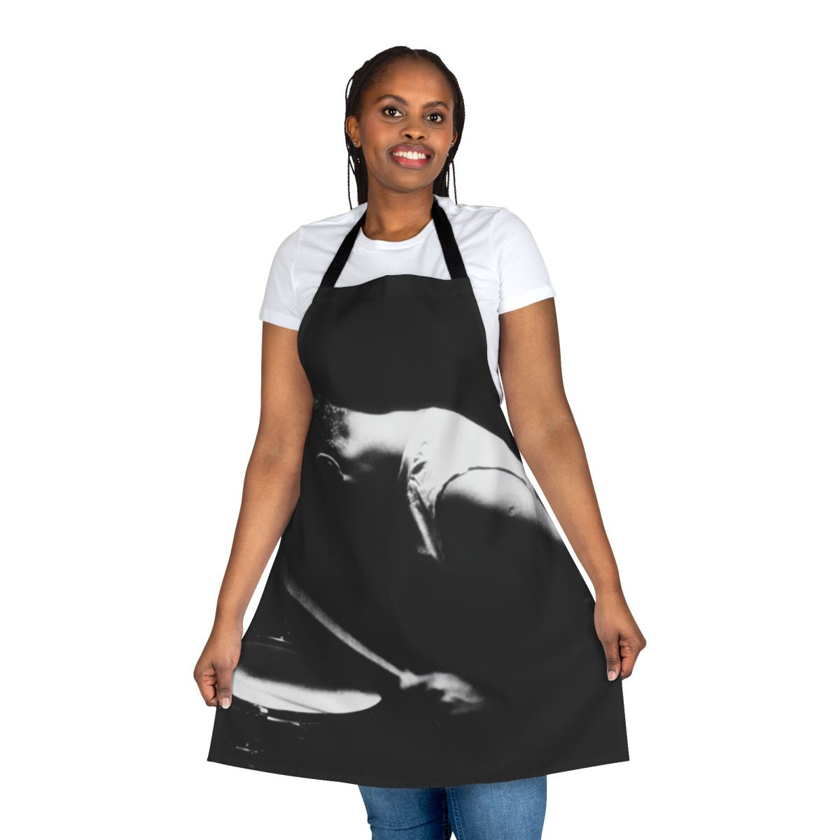 Drummer silhouette image on an apron, perfect for U2 fans and music enthusiasts