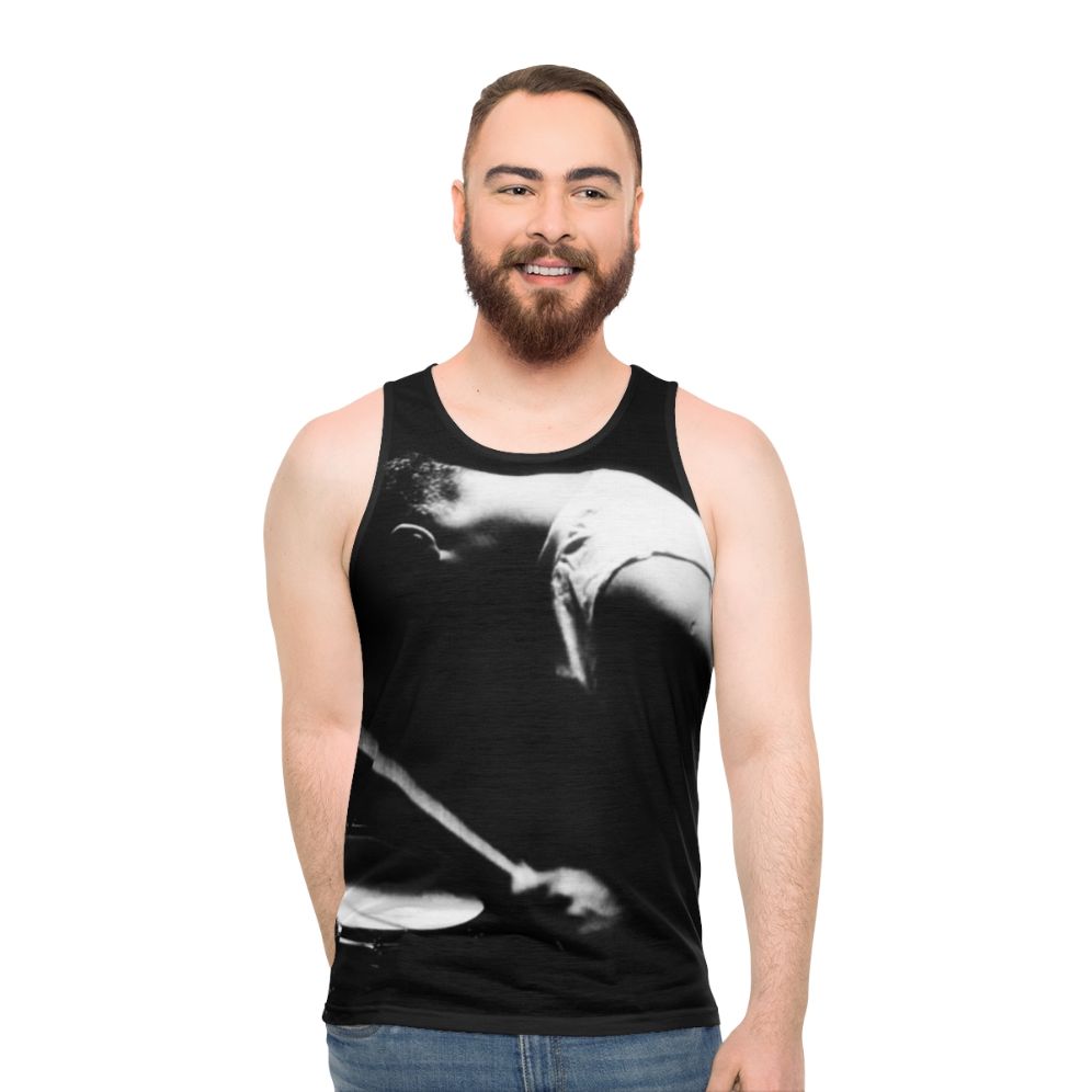 Drummer Unisex Tank Top featuring U2 Silhouette Art