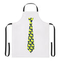 A white apron with a ducky tie design, inspired by the popular TV show How I Met Your Mother.