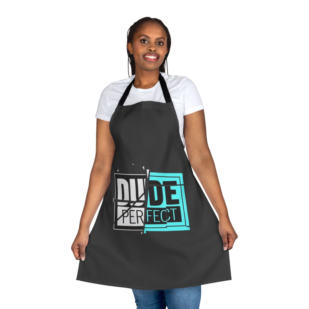 Dude Perfect-inspired apron with a humorous design for the kitchen