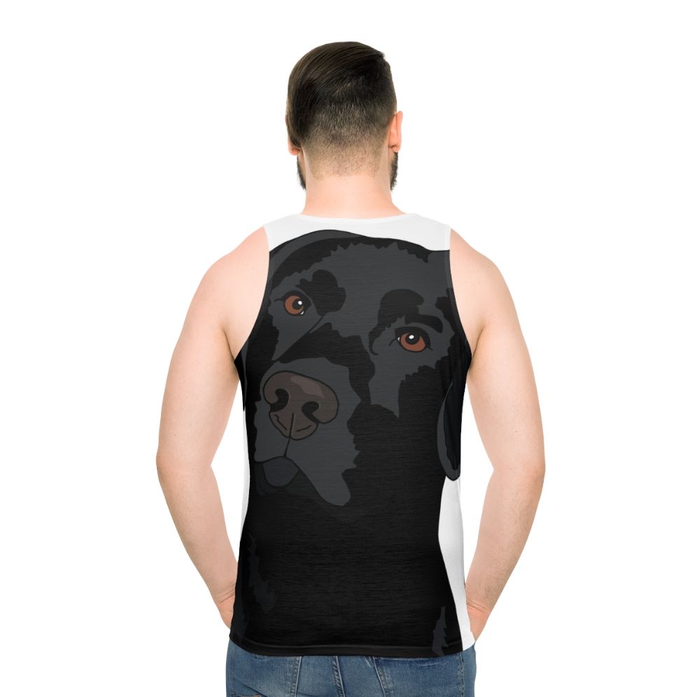 Duke the friendly black labrador retriever on a unisex tank top