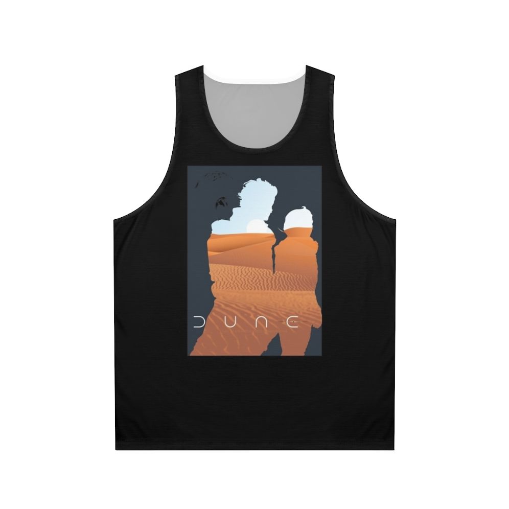 Dune inspired unisex tank top with iconic Arrakis moons