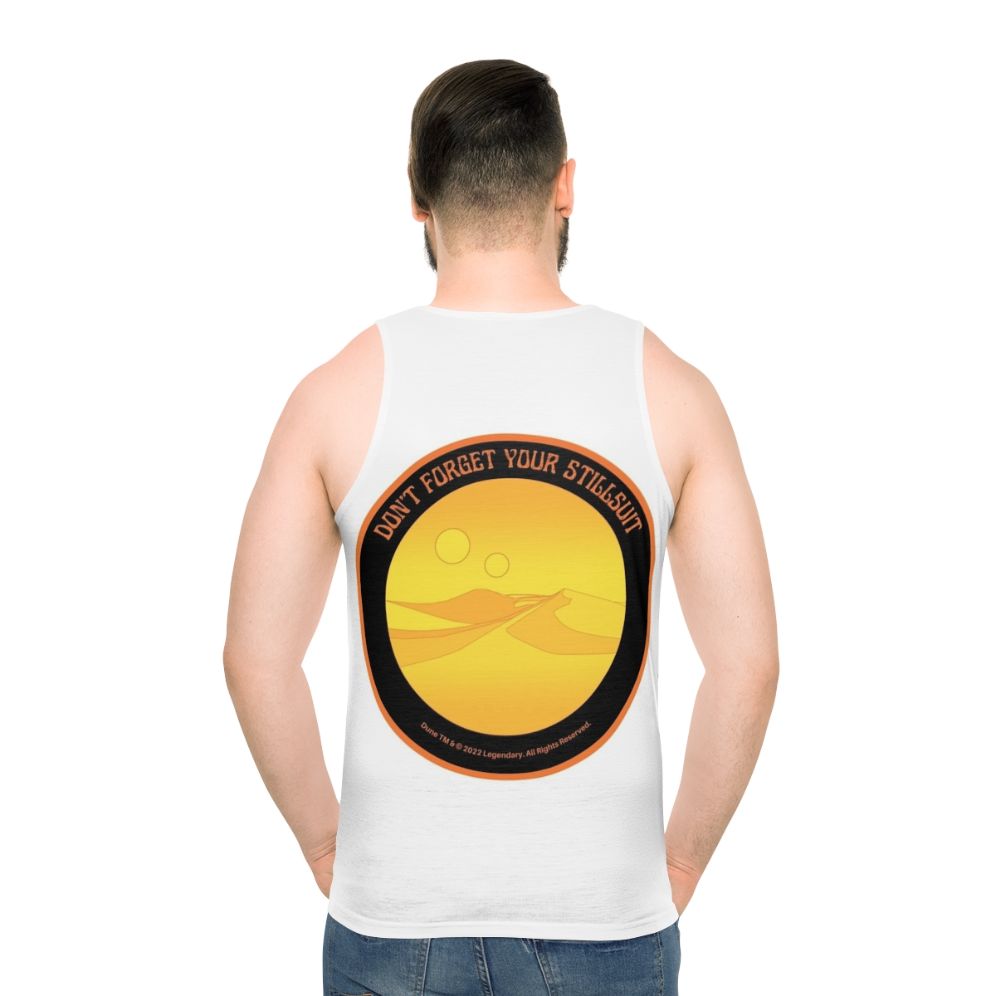 Dune Arrakis unisex tank top with "Don't Forget Your Stillsuit" design