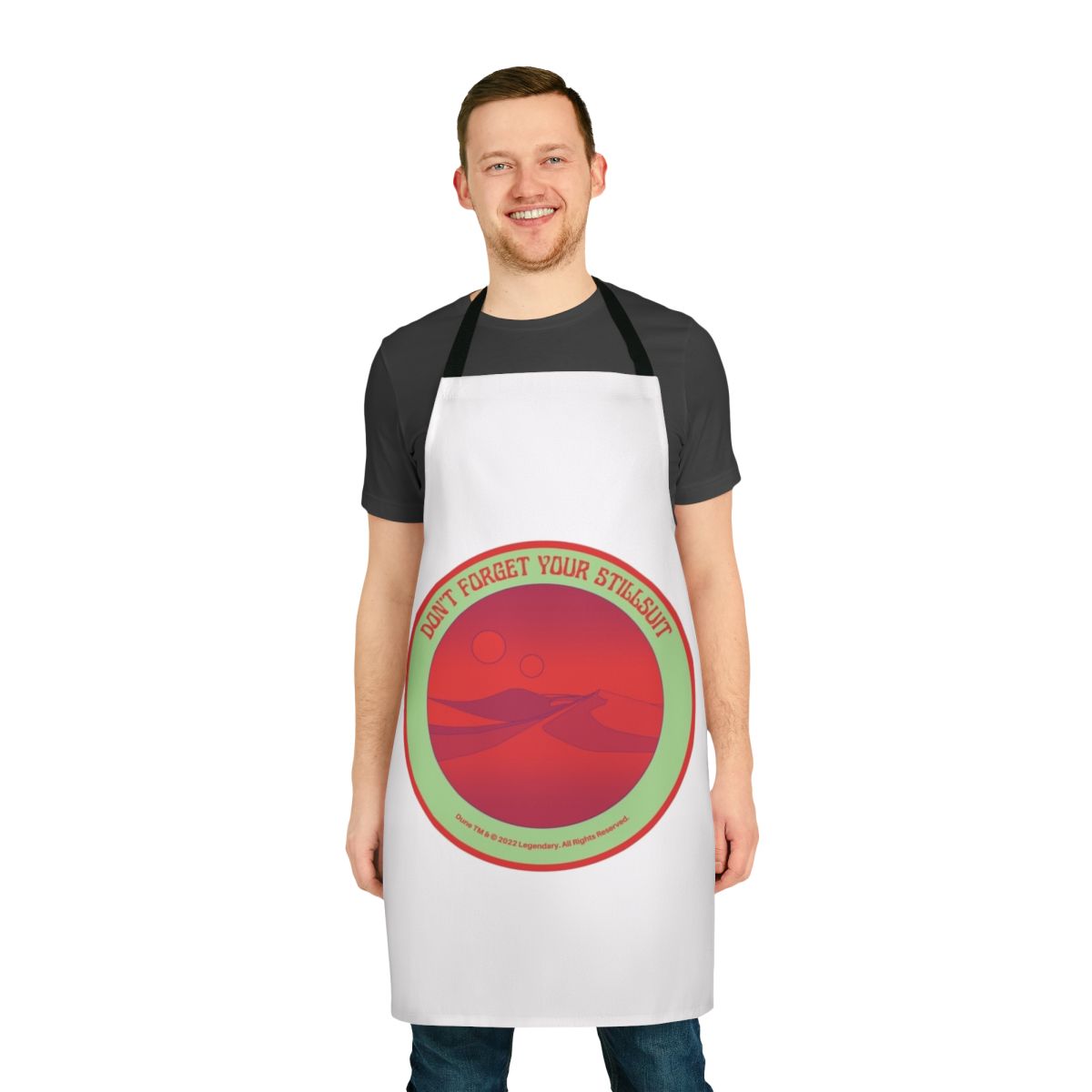 Dune-themed apron featuring desert and Arrakis imagery