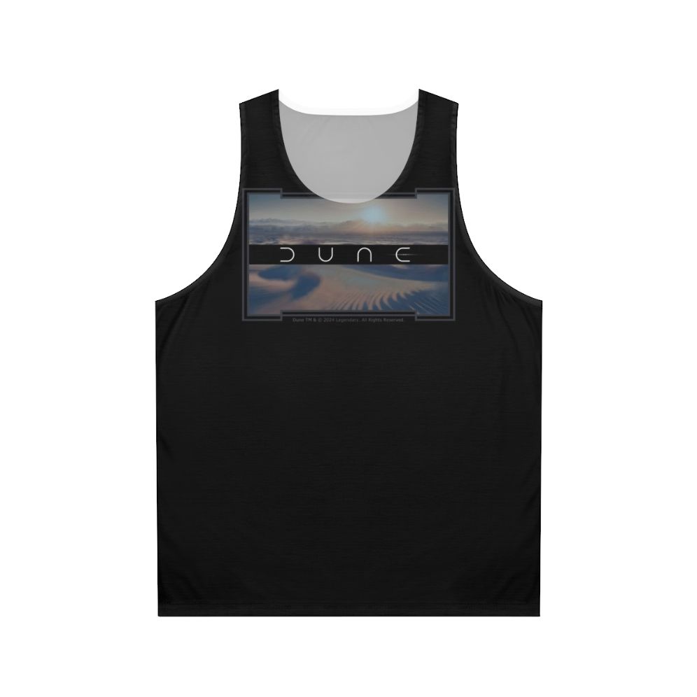 Dune inspired unisex tank top with a black background