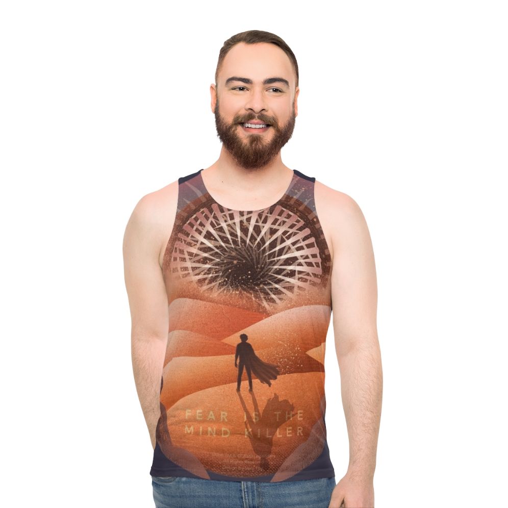Dune-inspired "Fear is the Mind Killer" unisex tank top