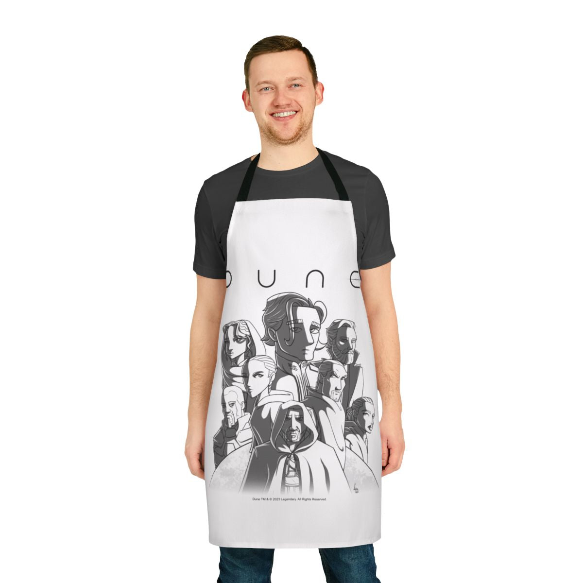 Dune 2020-inspired apron featuring intricate sci-fi fan art design