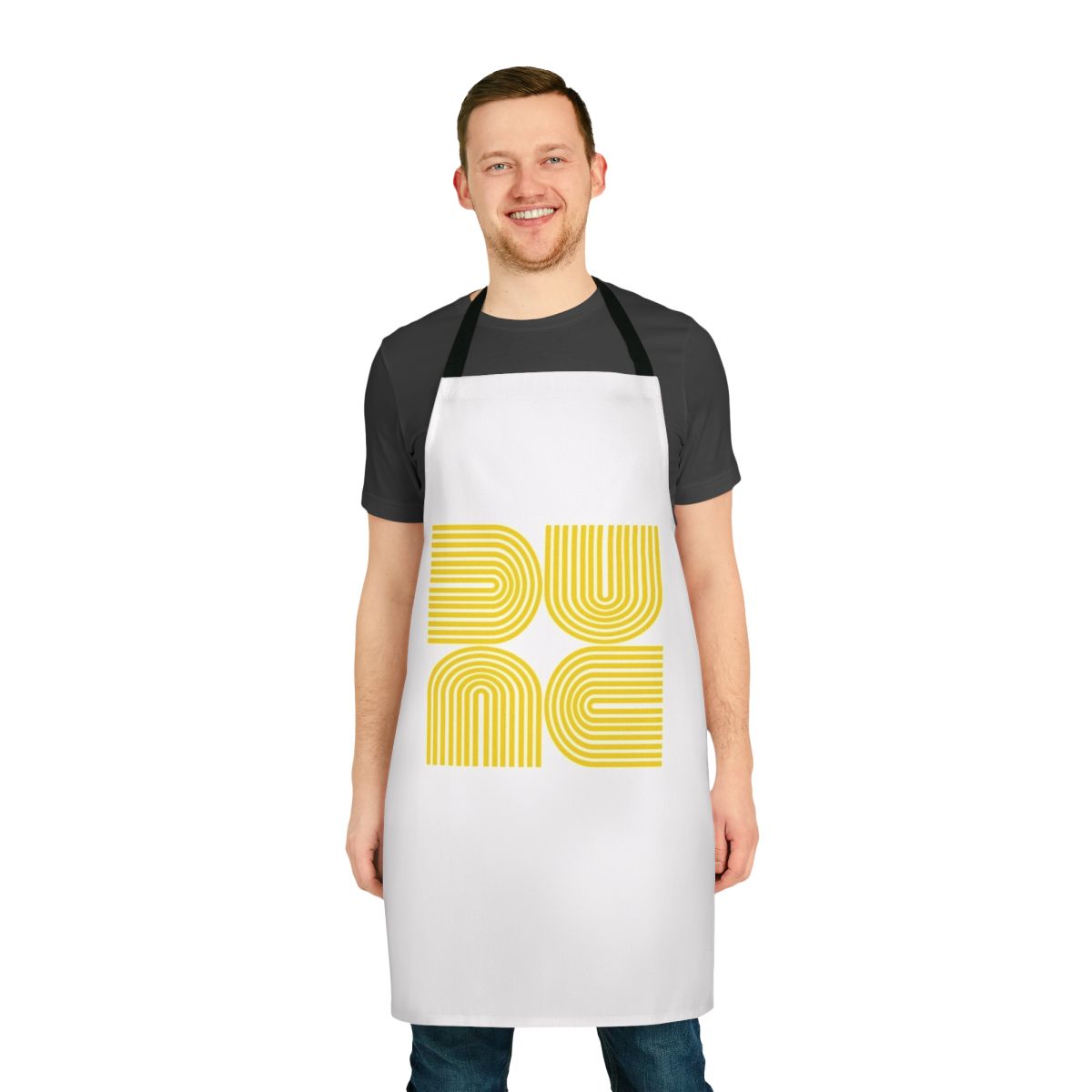 Dune-inspired apron with a subtle gold design