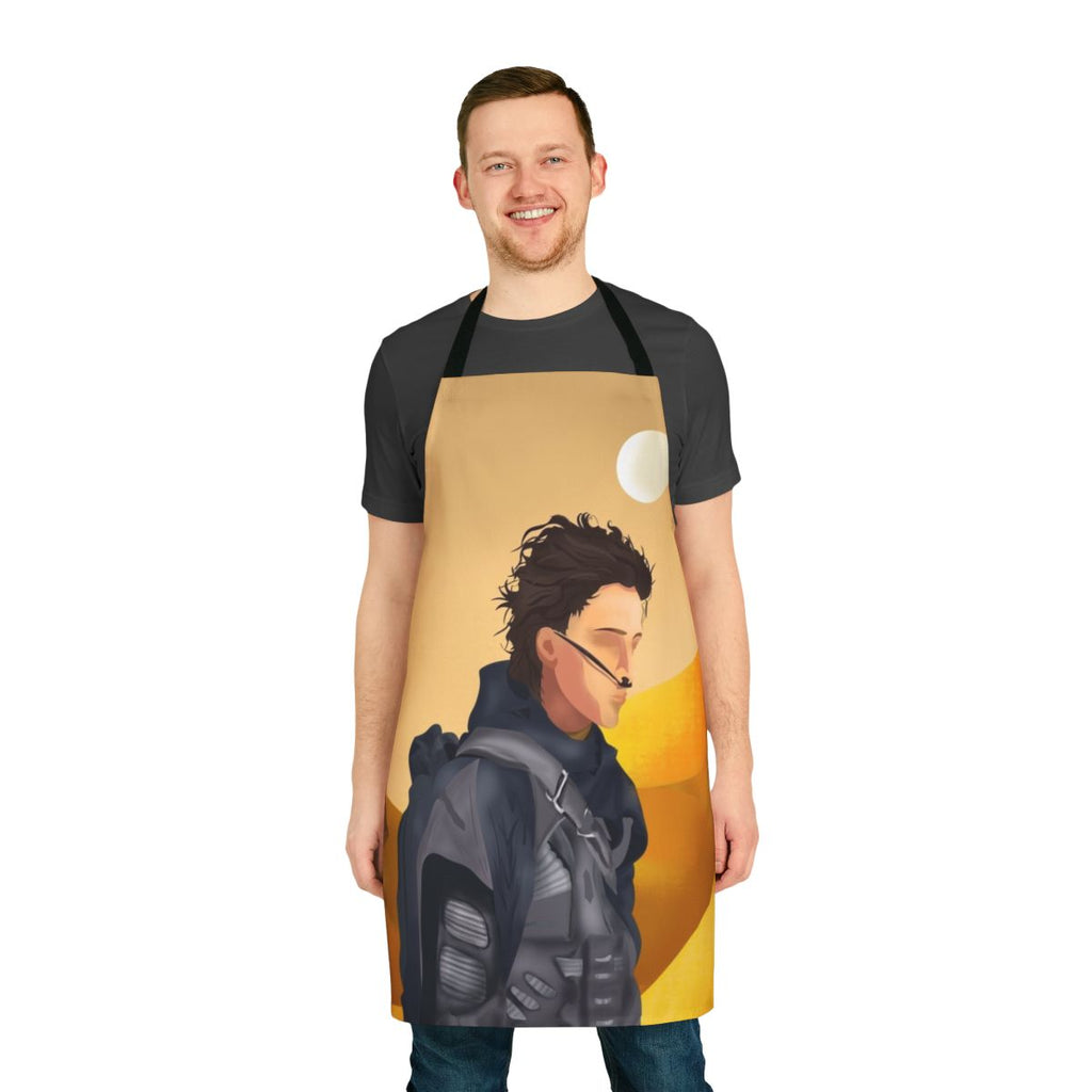 Dune-inspired apron featuring moon imagery and the Atreides family crest