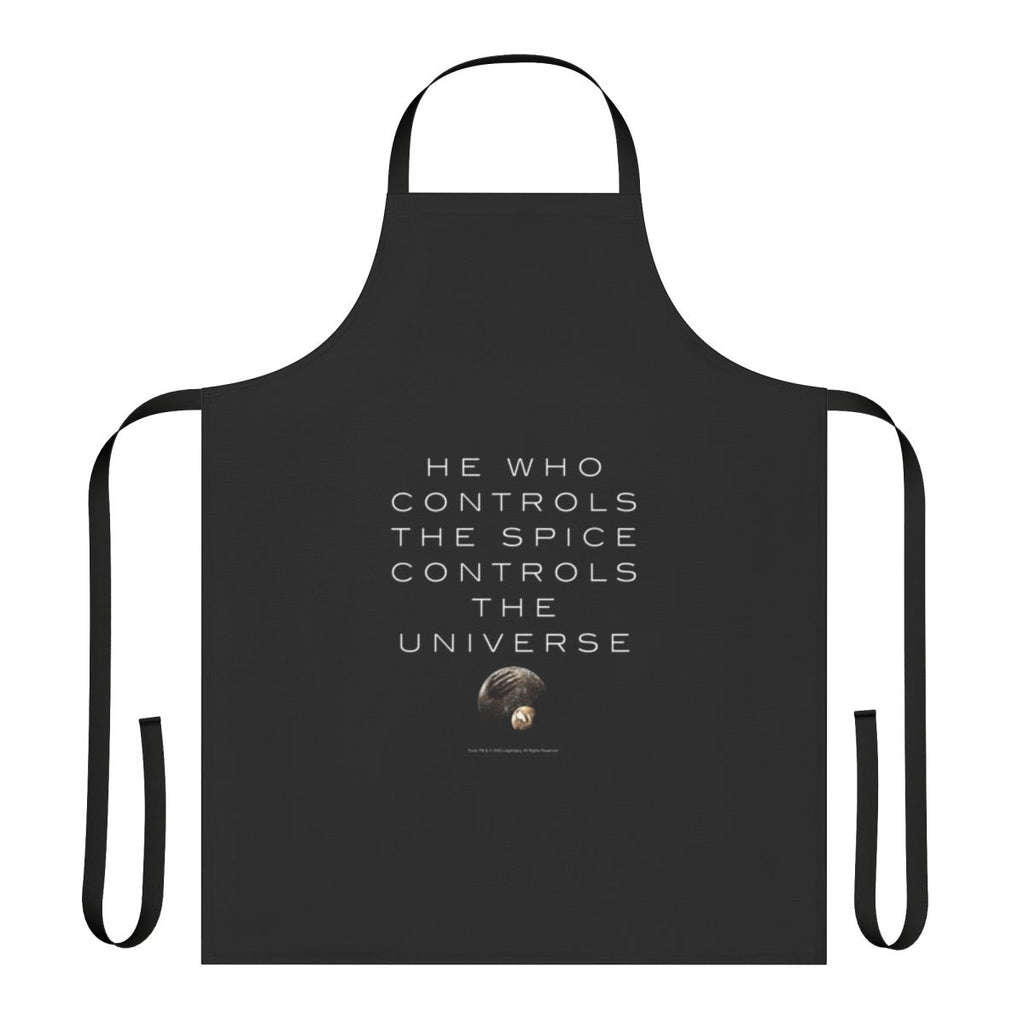 Dune-themed apron featuring the quote "He Who Controls the Universe"