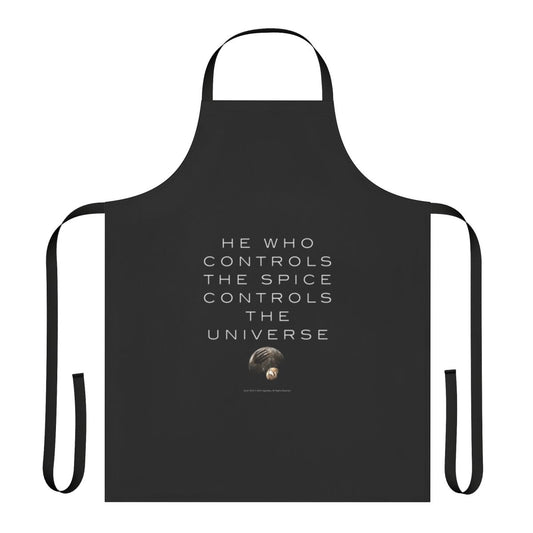 Dune-themed apron featuring the quote "He Who Controls the Universe"