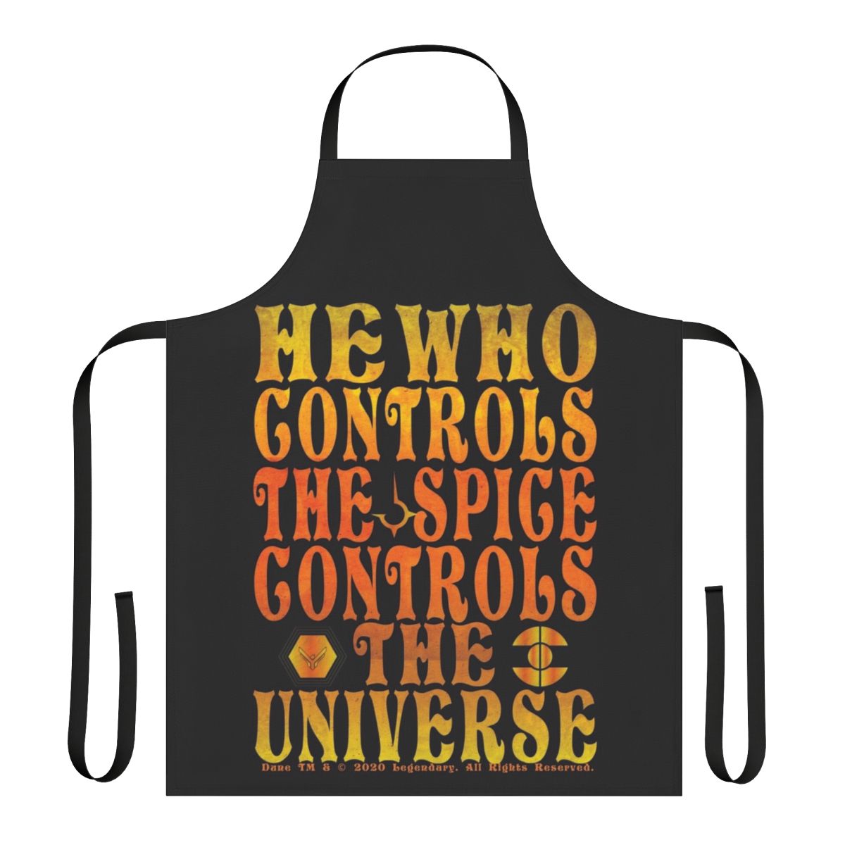 Dune-inspired apron featuring desert landscape and worm design