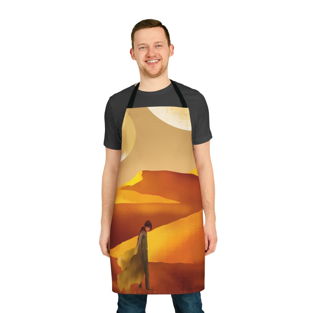 Dune-inspired apron featuring a sandy landscape and moons