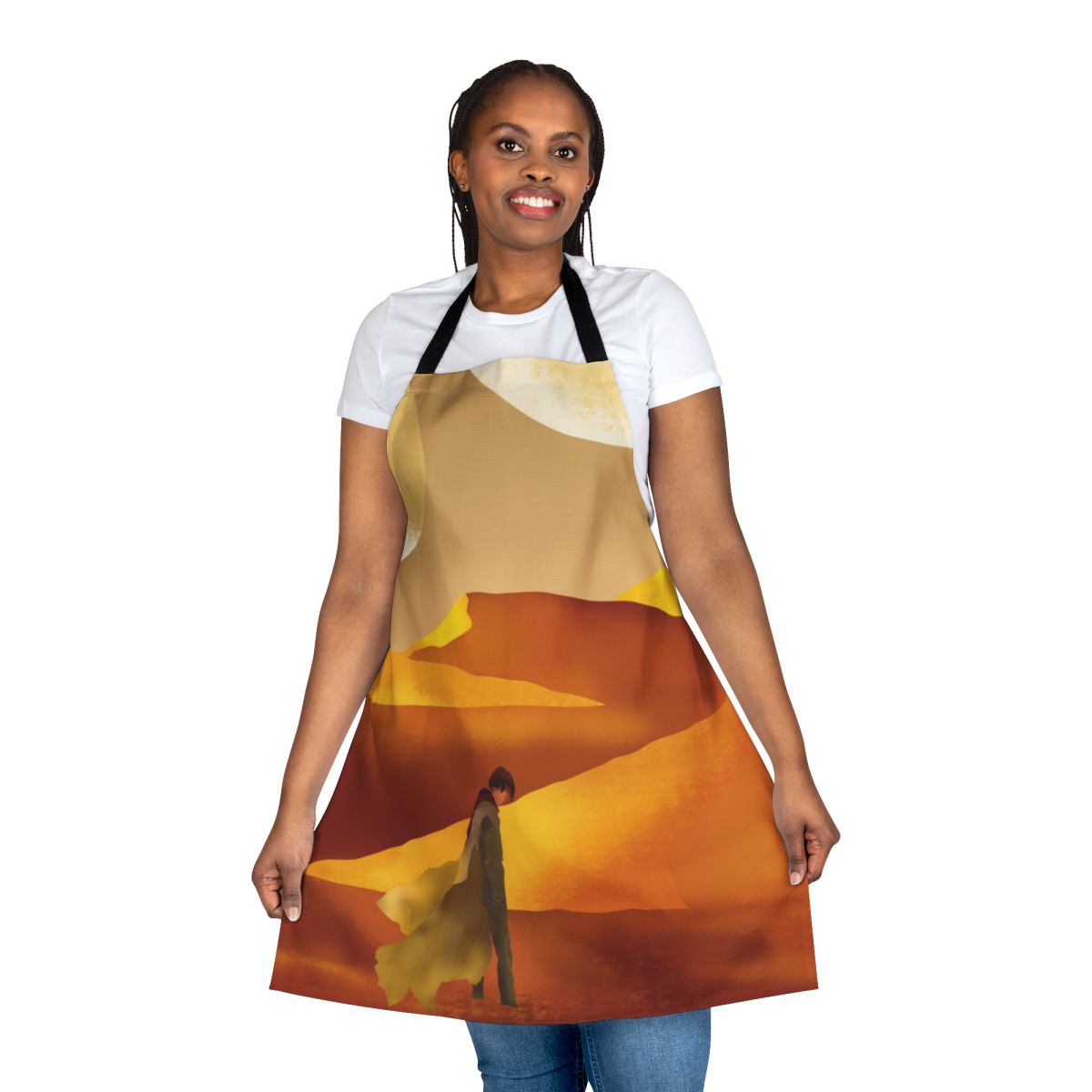 Dune-inspired apron featuring a sandy landscape and moons