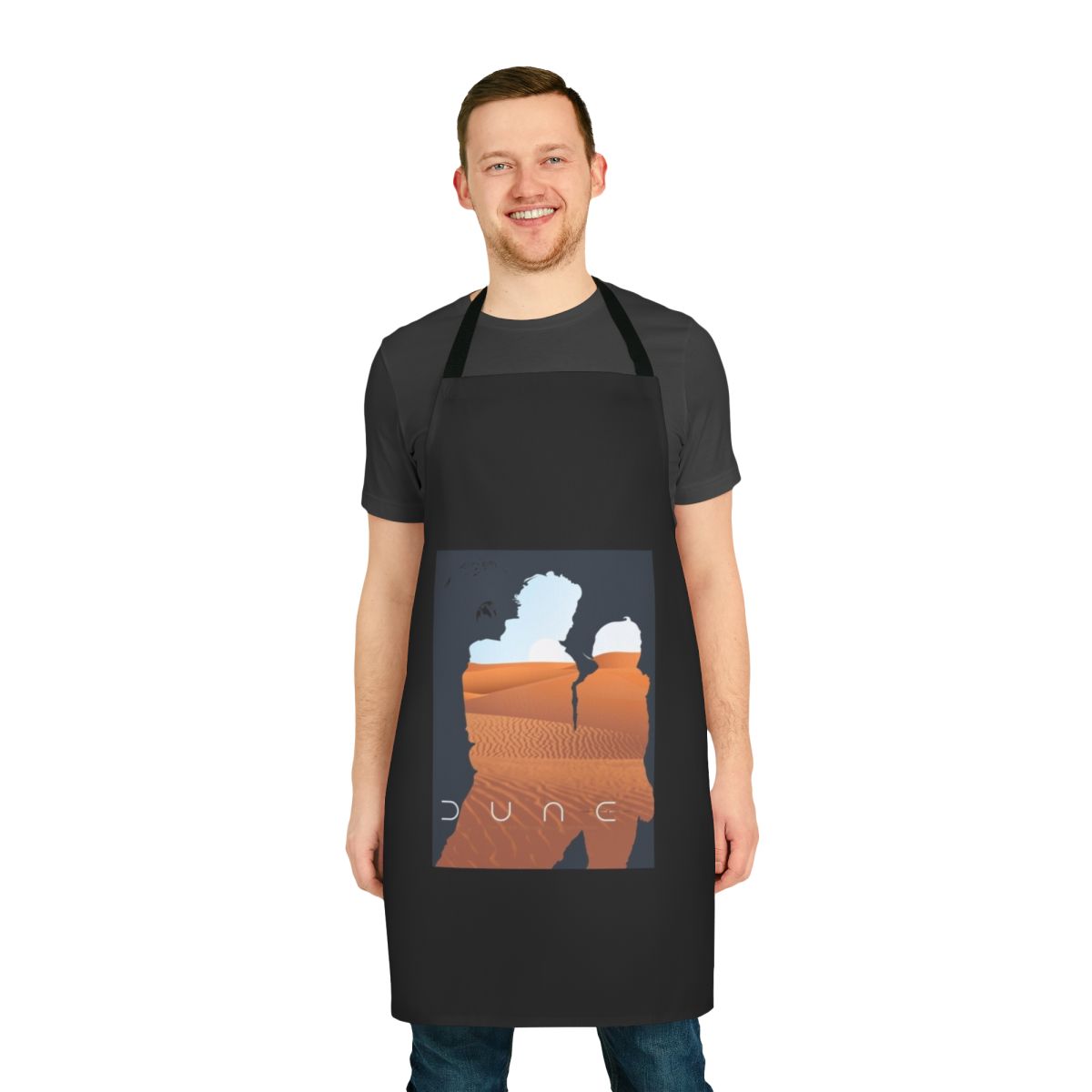 Apron featuring a dune landscape with the moons of Arrakis from the Dune sci-fi franchise