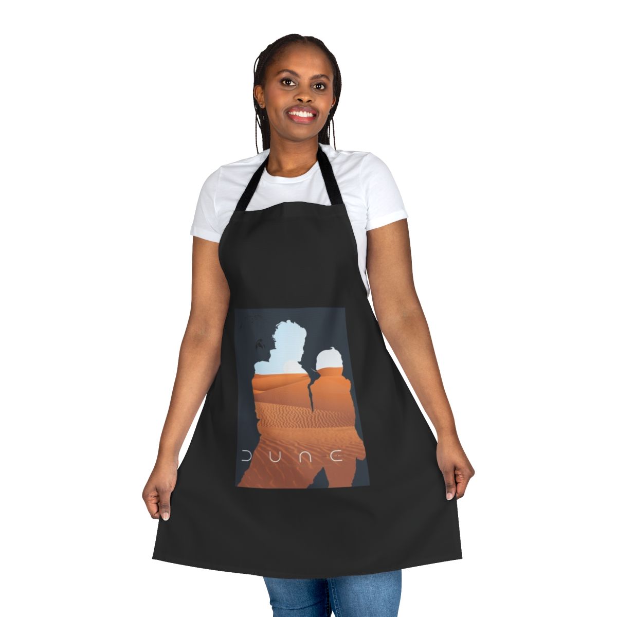 Apron featuring a dune landscape with the moons of Arrakis from the Dune sci-fi franchise