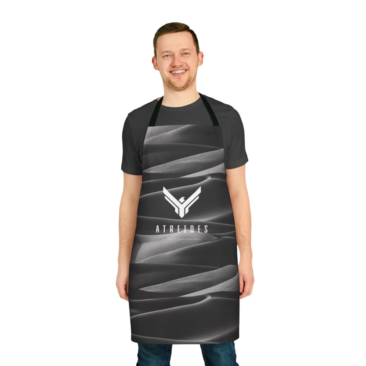 Dune-inspired apron featuring the Atreides faction symbol and desert/sand imagery