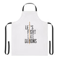 Dune-themed dark apron featuring the "Let's Fight Like Demons" design