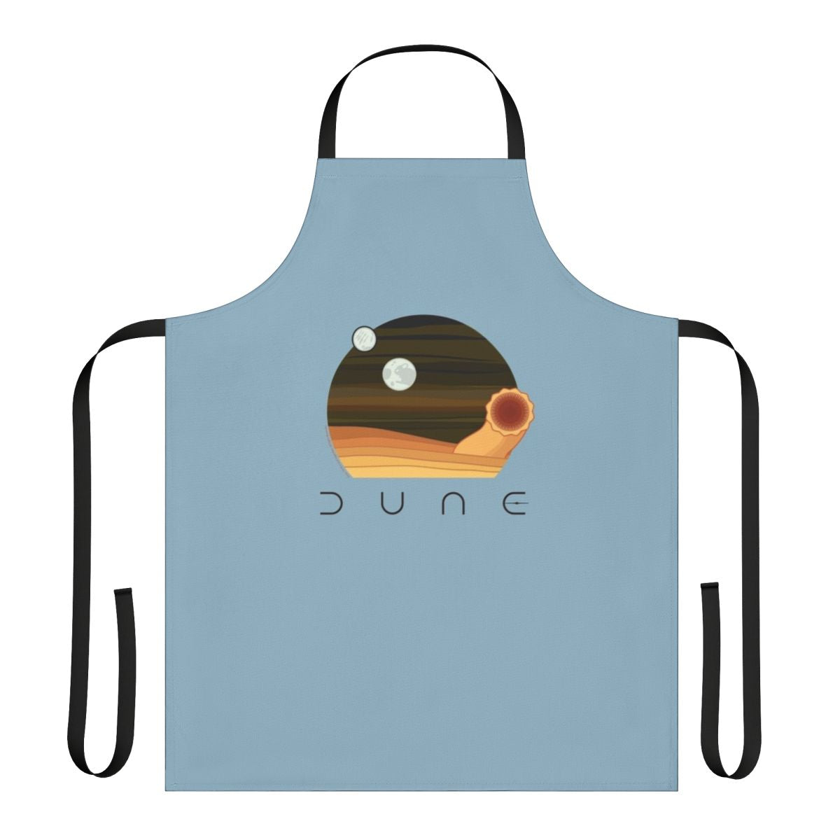 Dune-themed apron featuring a desert landscape and a sandworm