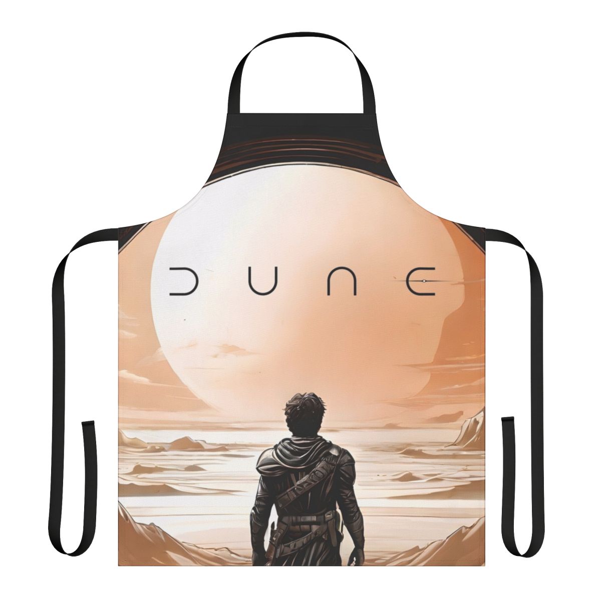 Dune-inspired apron featuring desert, spice, and sci-fi imagery