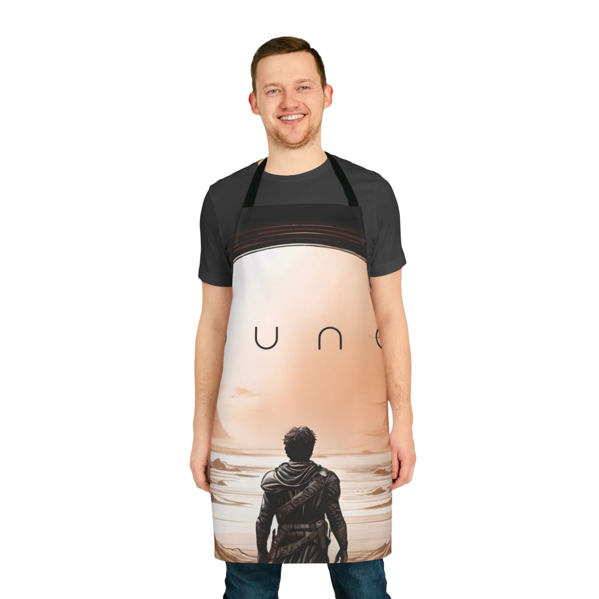 Dune-inspired apron featuring desert, spice, and sci-fi imagery
