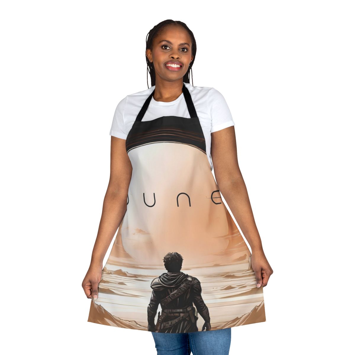 Dune-inspired apron featuring desert, spice, and sci-fi imagery