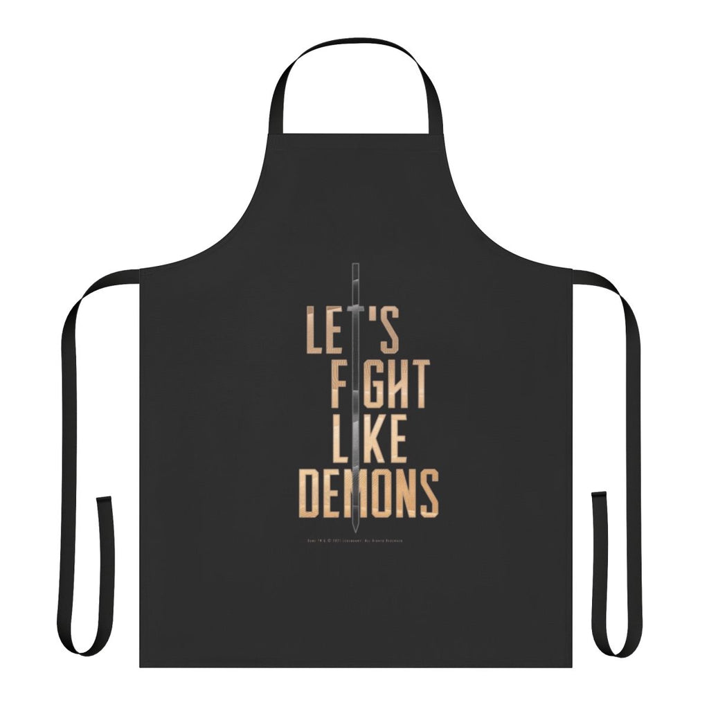 Dune-inspired "Fight Like Demons" apron featuring science fiction elements