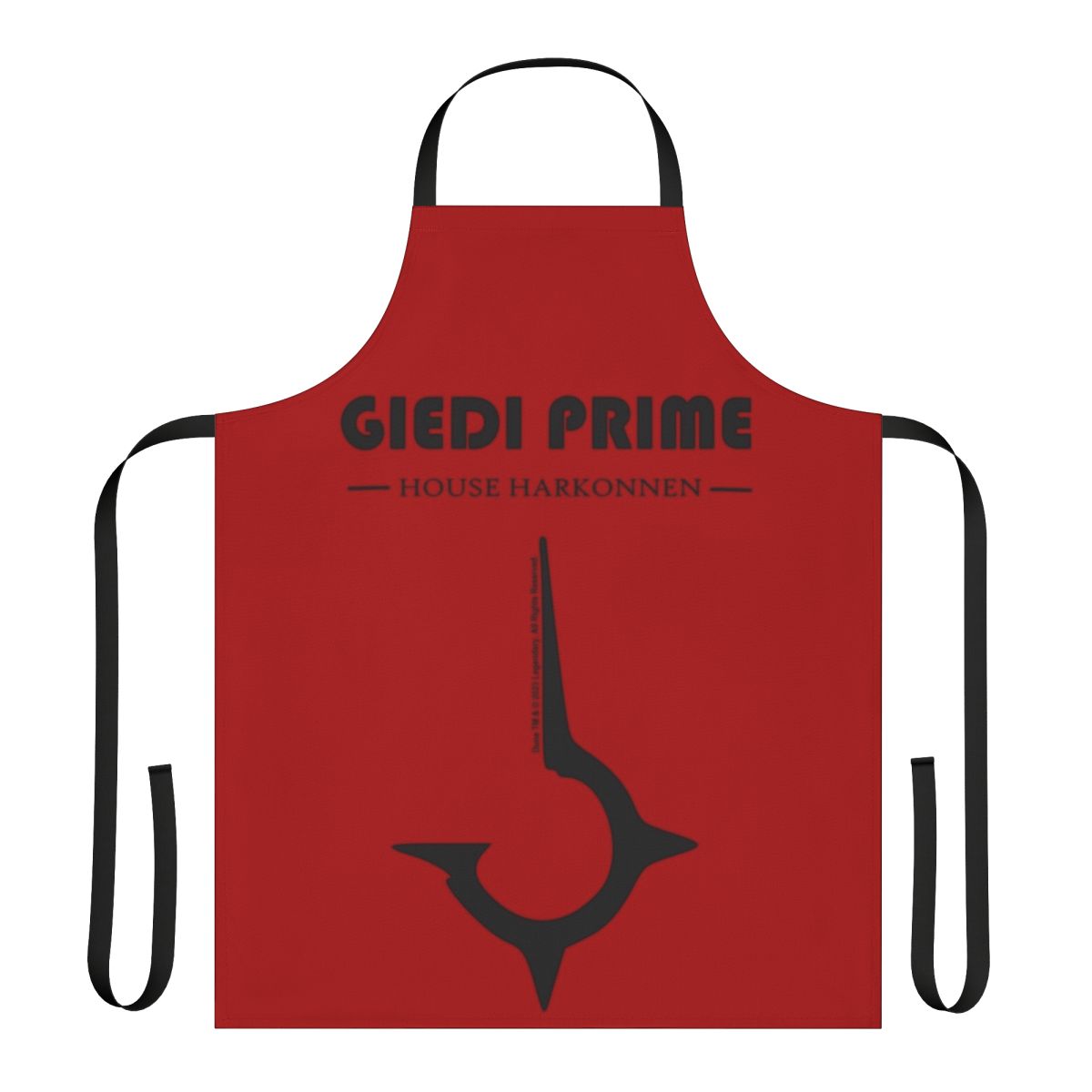 Dune-inspired apron featuring Giedi Prime and House Harkonnen fan art design